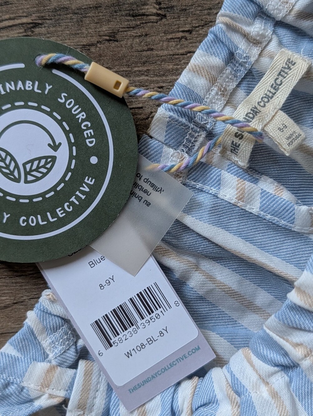 NWT The Sunday Collective Kids Sunday Skirt Blue Stripe 8-9Y Elastic Waist - Picture 3 of 5